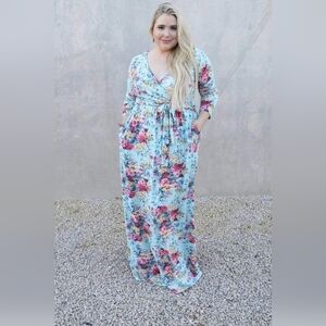 NWT Hazel Blues Wrap It Up Floral Maxi Dress Size 3XL